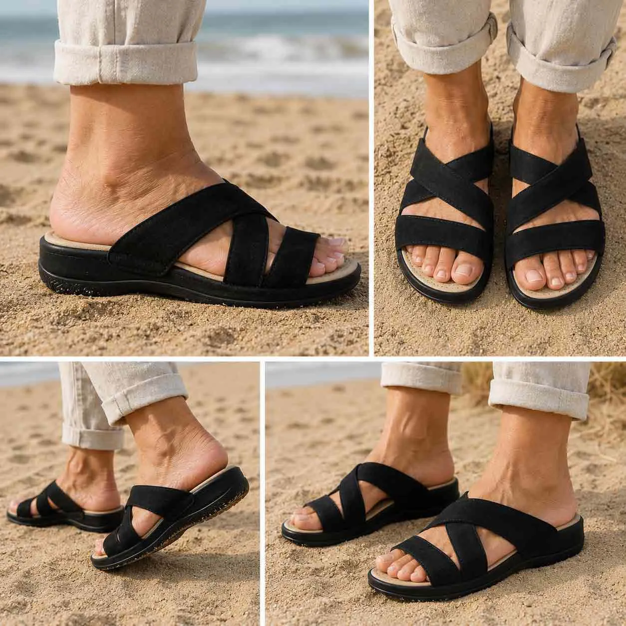 Sandale médicale Confort pour femme 502 noir daim miniature